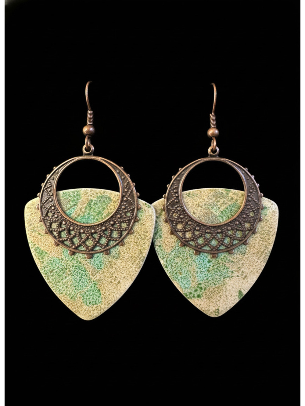 Brown crescent dangle earrings